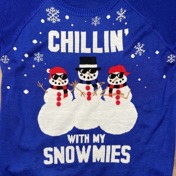 Well Worn Holiday Sweater Chilling With My Snowmies Ugly Sweater Women’s Size LG - Picture 3 of 13